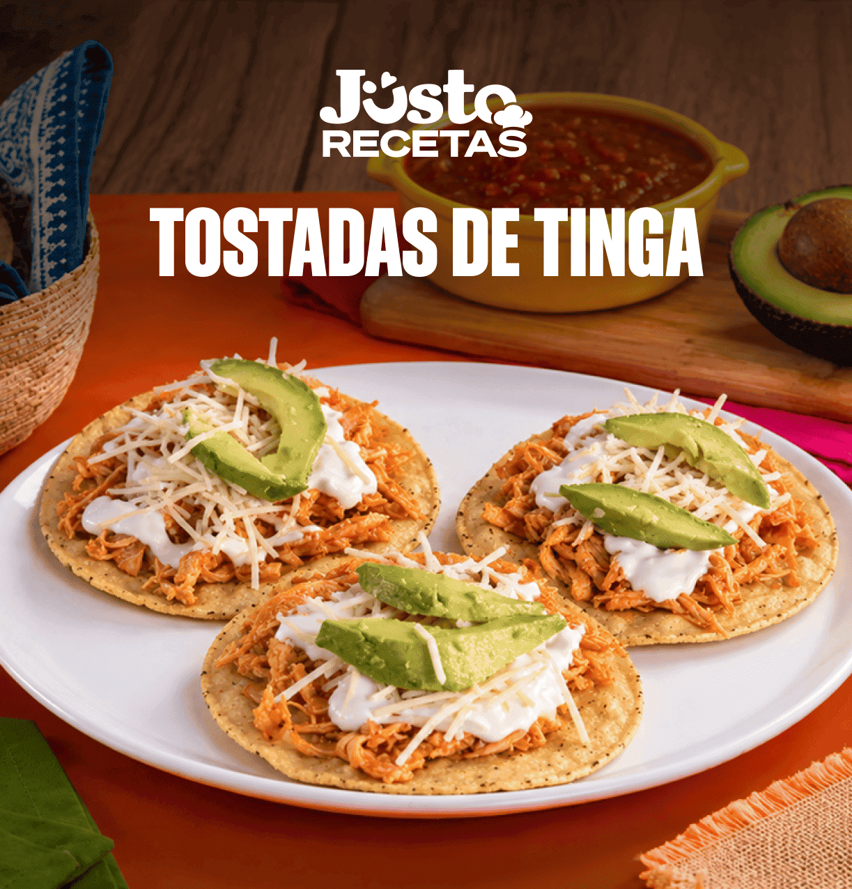 Receta de tostadas de tinga de pollo
