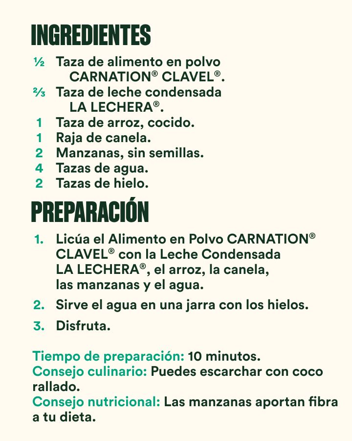 Agua de arroz con manzana preparación