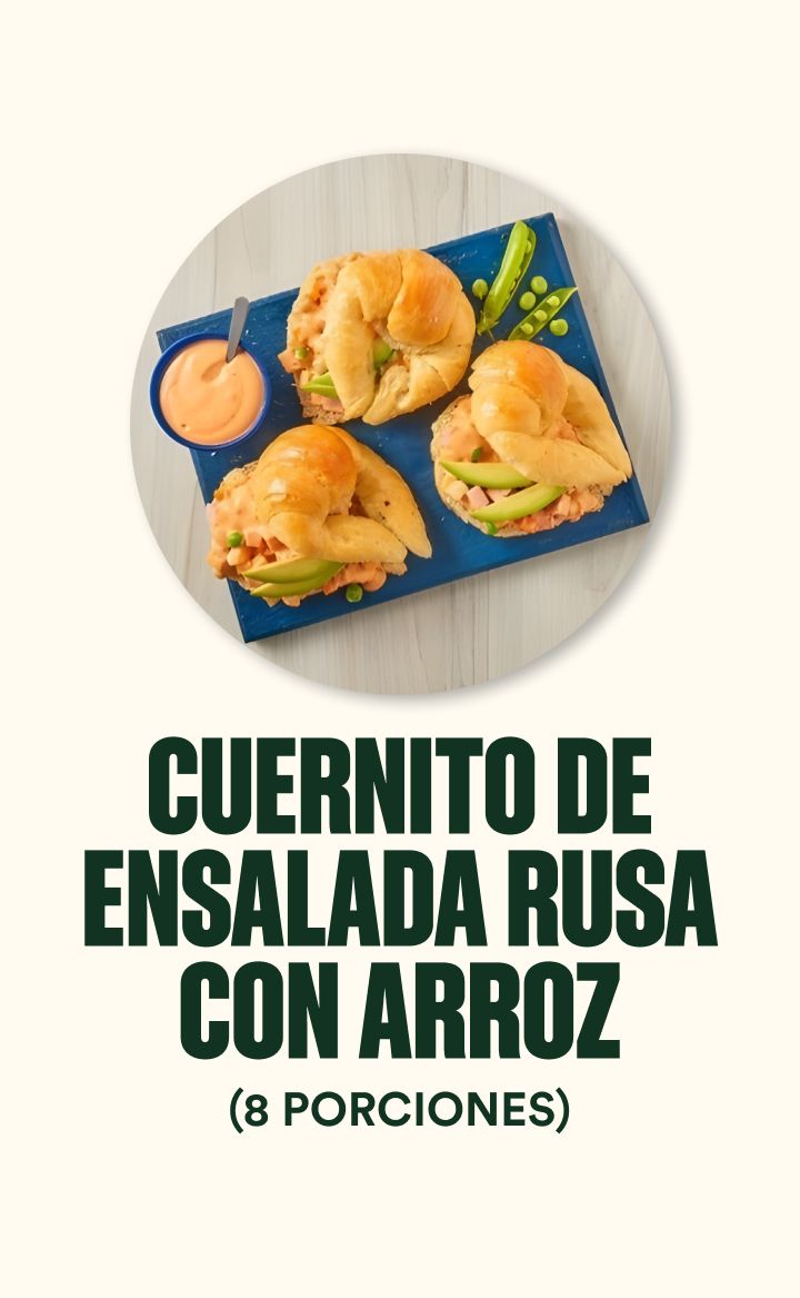 Cuernito de ensalada rusa con arroz.