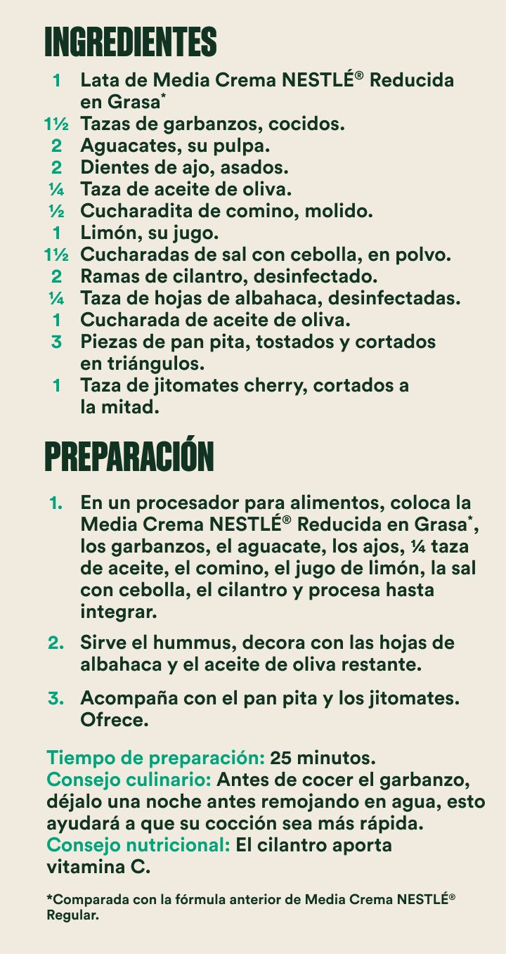 Hummus de aguacate preparación.