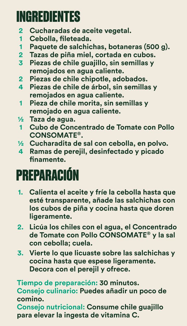 Salchichas endiabladas con piña preparación.