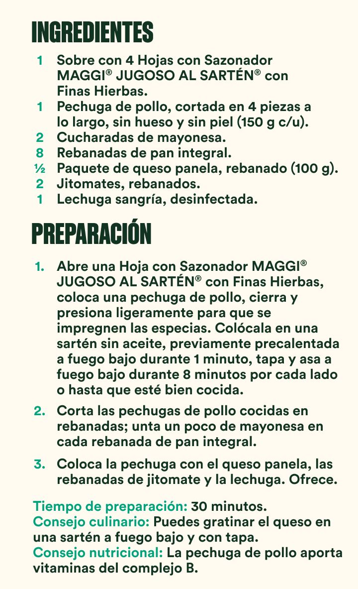 Sandwich de pollo a las finas hierbas preparación.