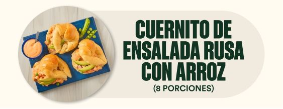 Cuernito de ensalada rusa con arroz.