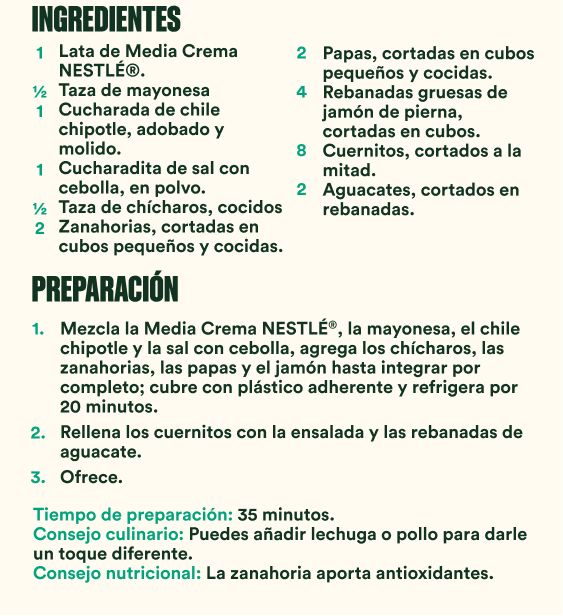 Cuernito de ensalada rusa con arroz preparación.