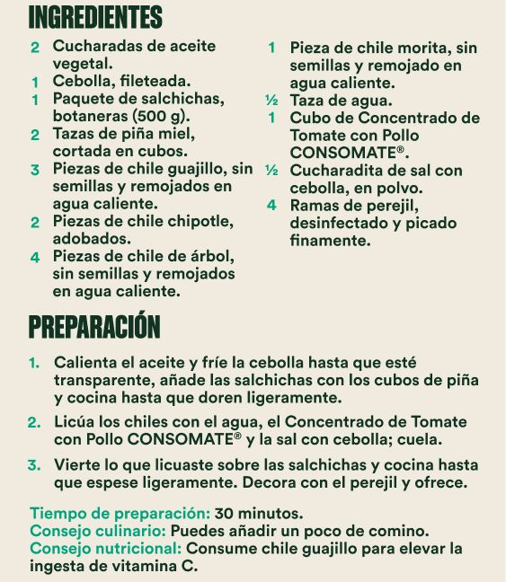 Salchichas endiabladas con piña preparación.